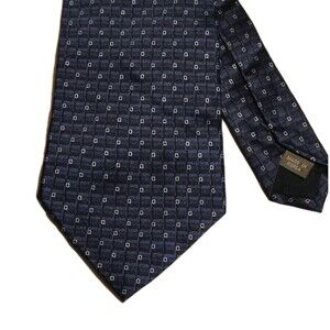 Palatina Men’s Neck Tie 100% Silk Made In USA Blue Geometric Abstract Print